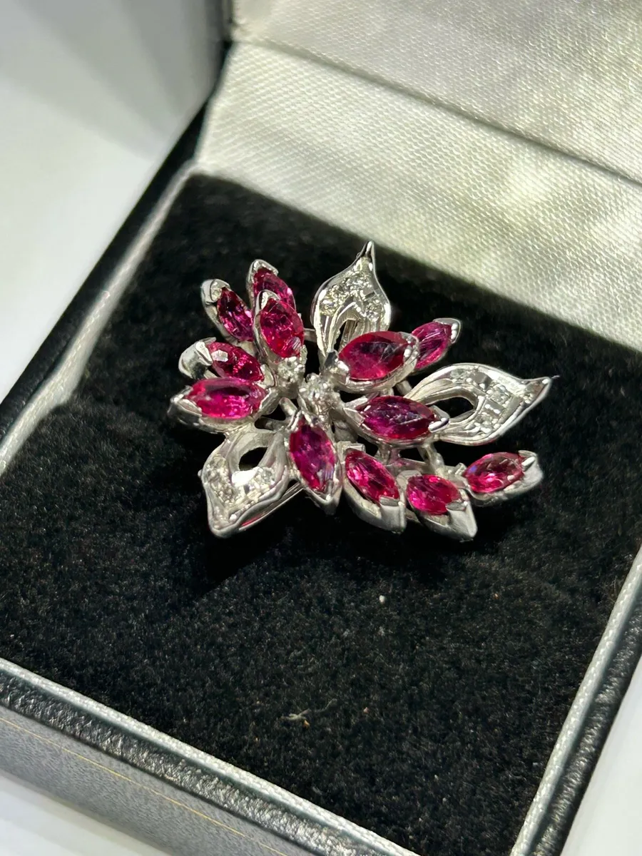 Unique Platinum Ruby and Diamond Ring - Image 3