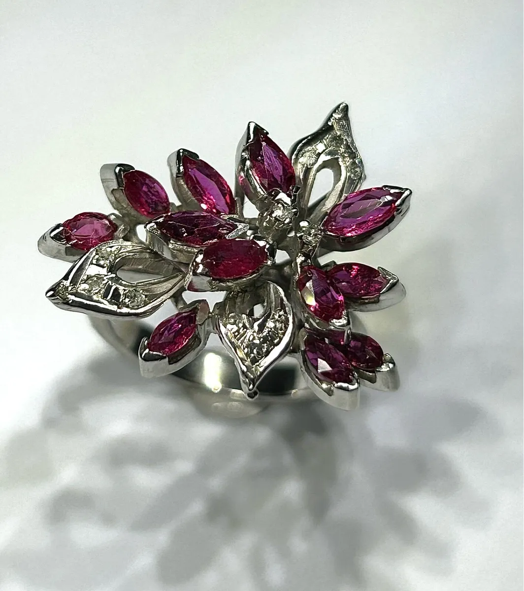 Unique Platinum Ruby and Diamond Ring - Image 1