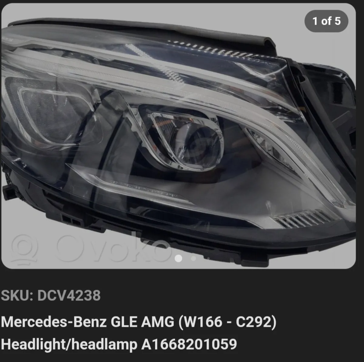 Mercedes Benz GLE Headlight (2016 - 2018) W166 - Image 1