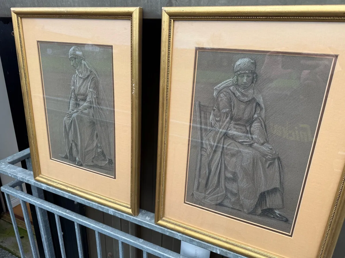 A pair antique John Luke paintings. - Image 1