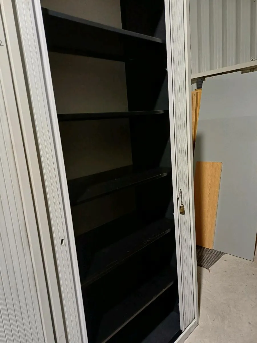 2.2 Meter Steel Light Grey Tambour Cabinets - Image 2