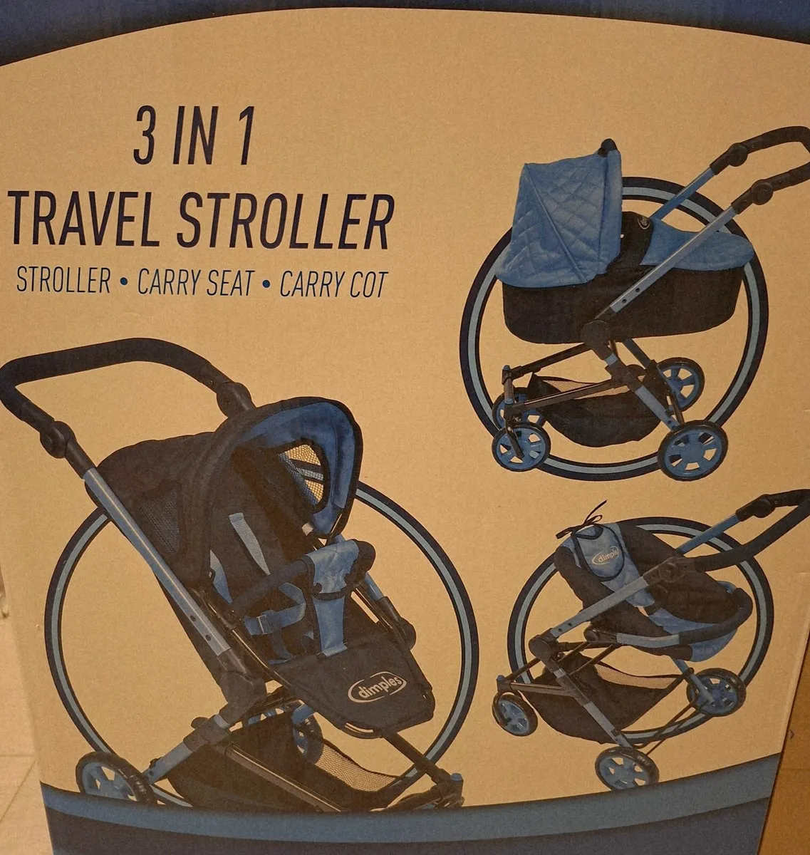 Doll stroller/pram, carry seat & carry cot 3 in 1 - Image 1