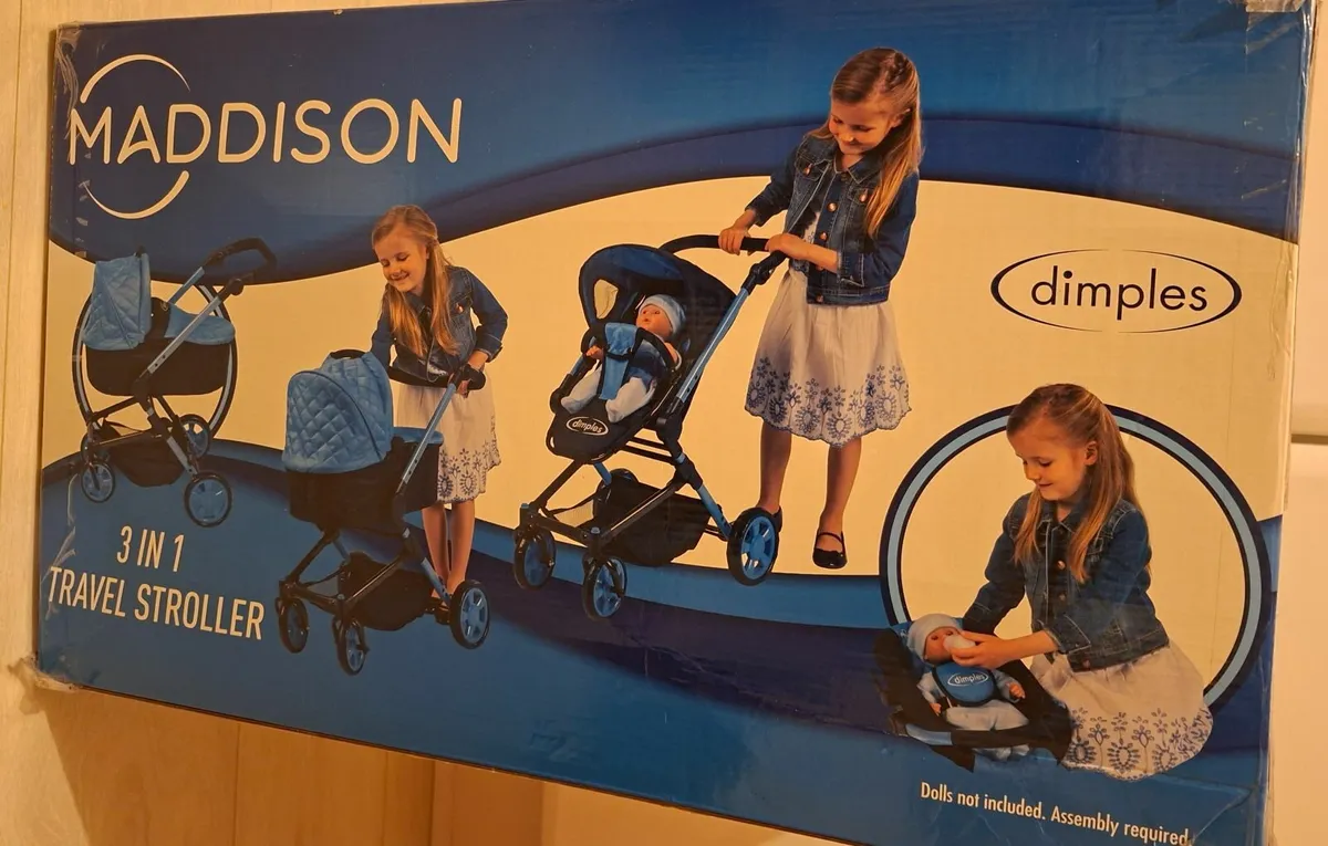 Dolls pram, stroller, carry seat & carry cot 3in1 - Image 1