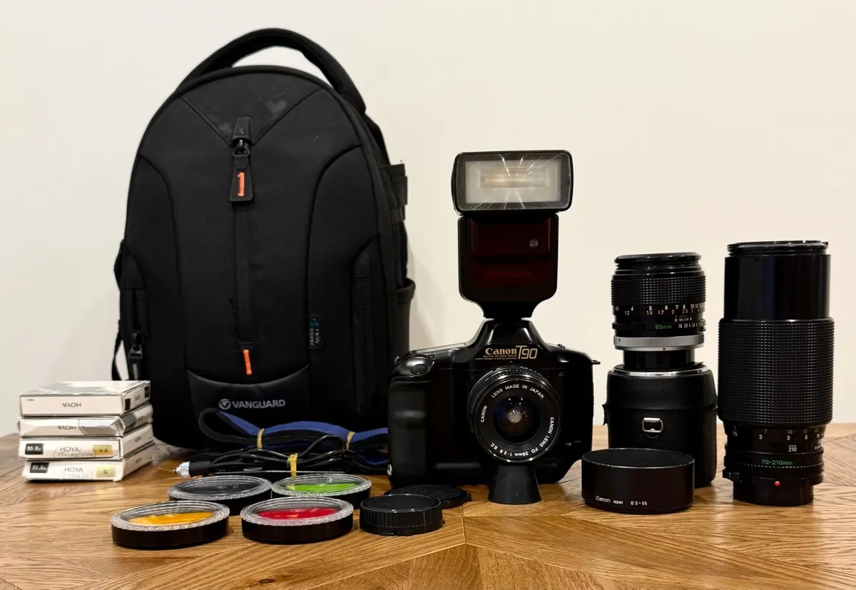 Canon T90 film camera and lenses - Image 1