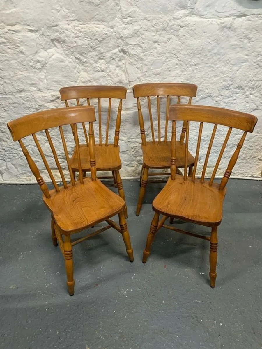 Set of 4 Vintage Elm & Beech Kitchen Chairs. - Image 3
