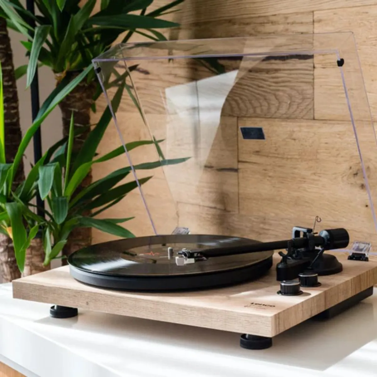 Bluetooth Turntable Pine Wood Finish Bluetooth Belt Drive Record Player - Image 4