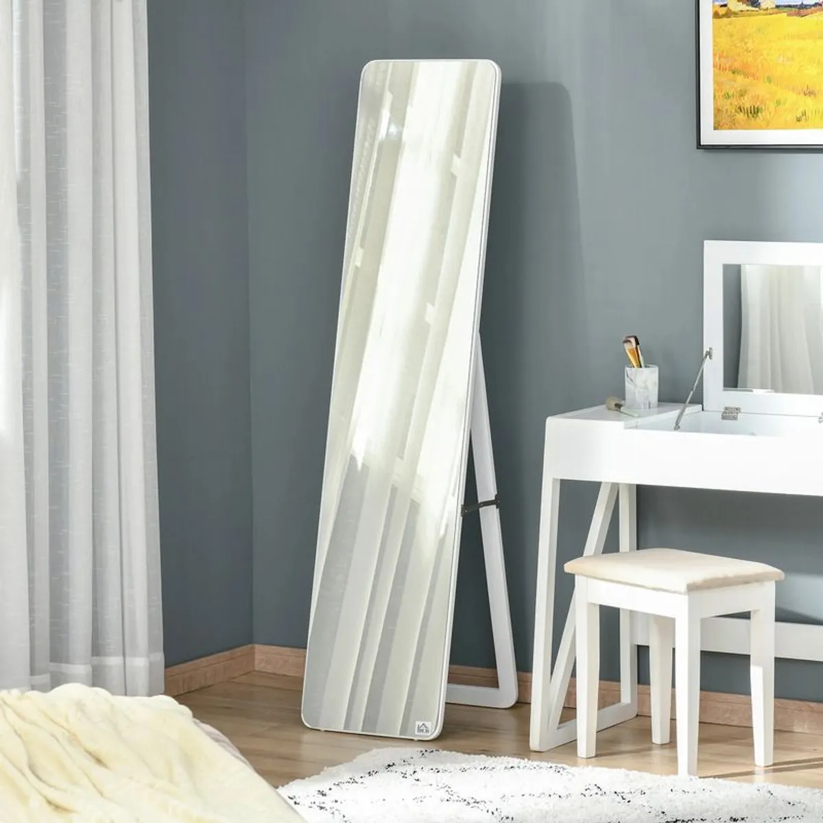 Tall White Full Length Dressing Mirror | Freestanding or Wall Mounted | 160x37cm - Image 1