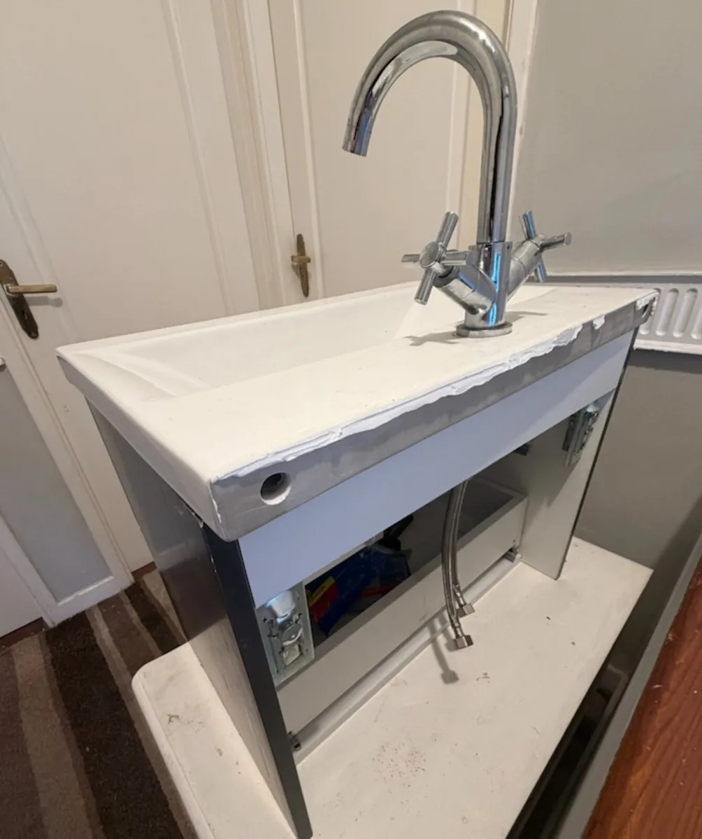 Tap, sink & 2 drawer wall mounted bathroom unit - Image 2