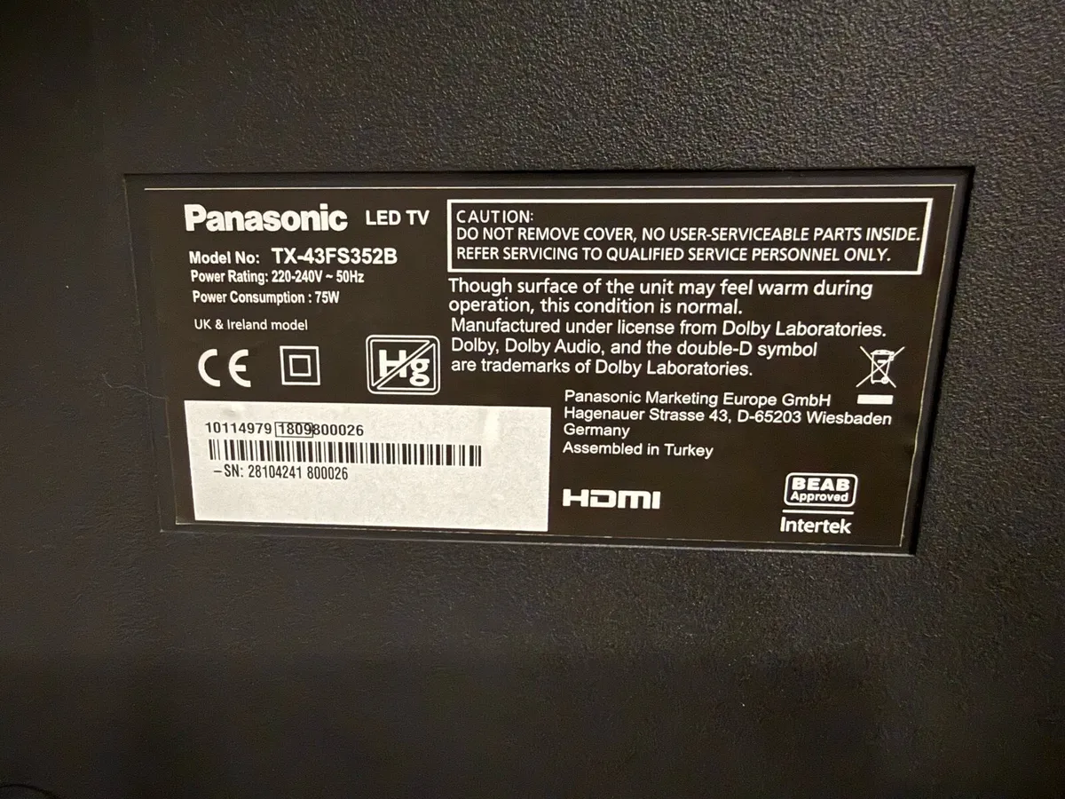 43” Panasonic Smart TV - Image 3