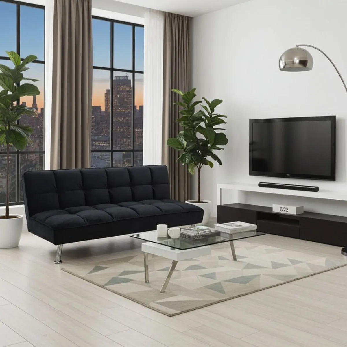 Black Folding 3 Seater Fabric Sofa Bed - Perfect Christmas Deal! - Image 2