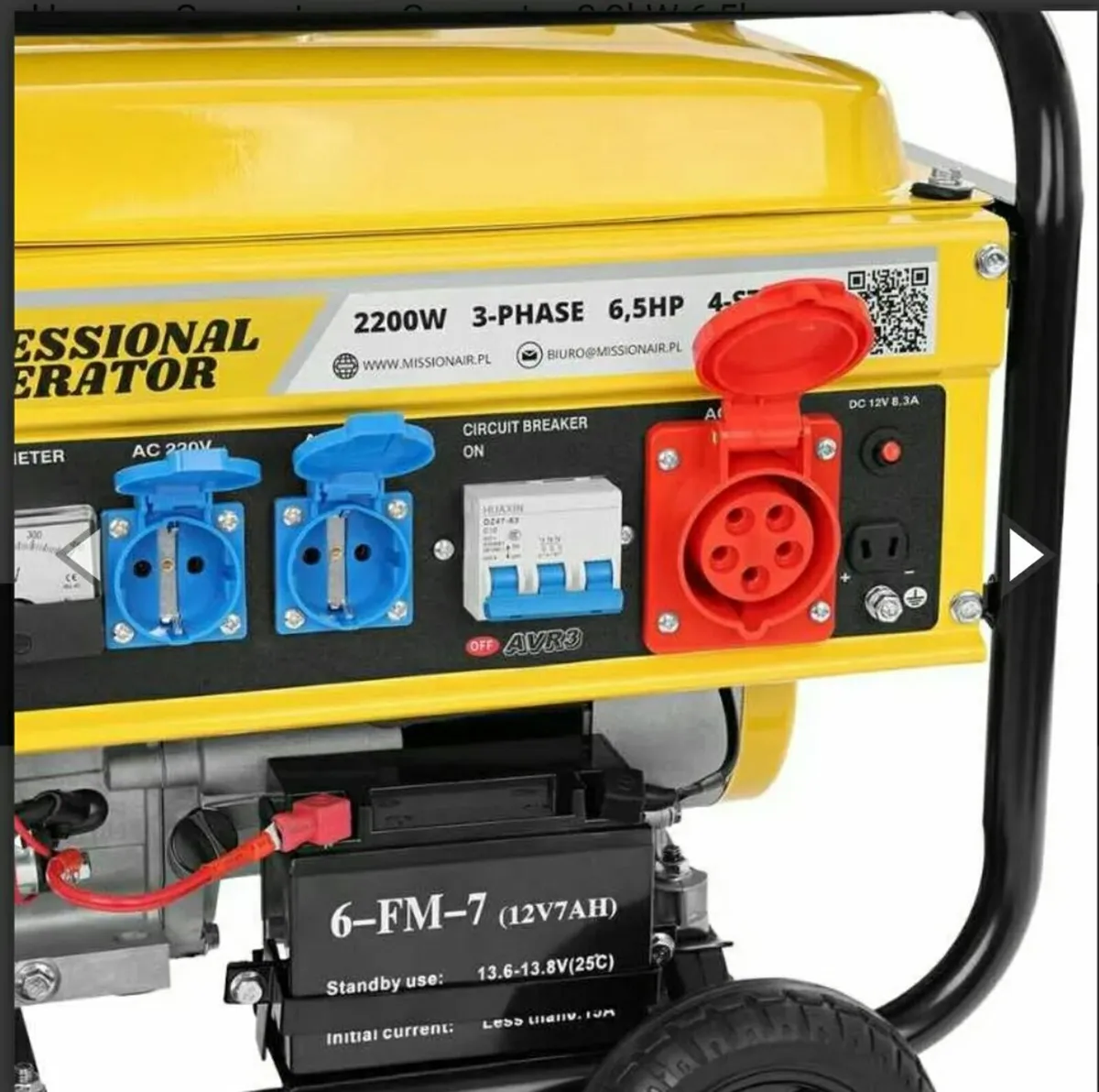 2.2KW generator/ 3-phase/ 6,5 hp/ 4-stroke/ petrol - Image 3