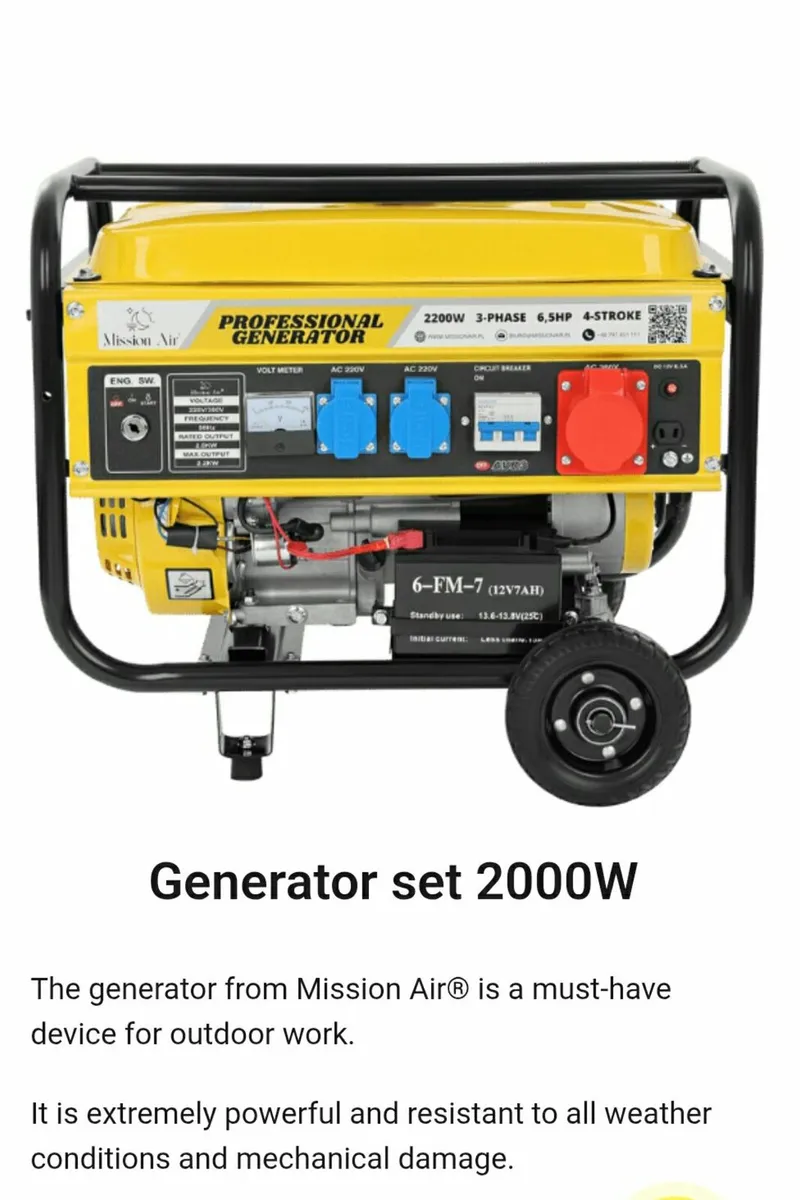 2.2KW generator/ 3-phase/ 4-stroke/ 6.5hp/ Petrol - Image 1