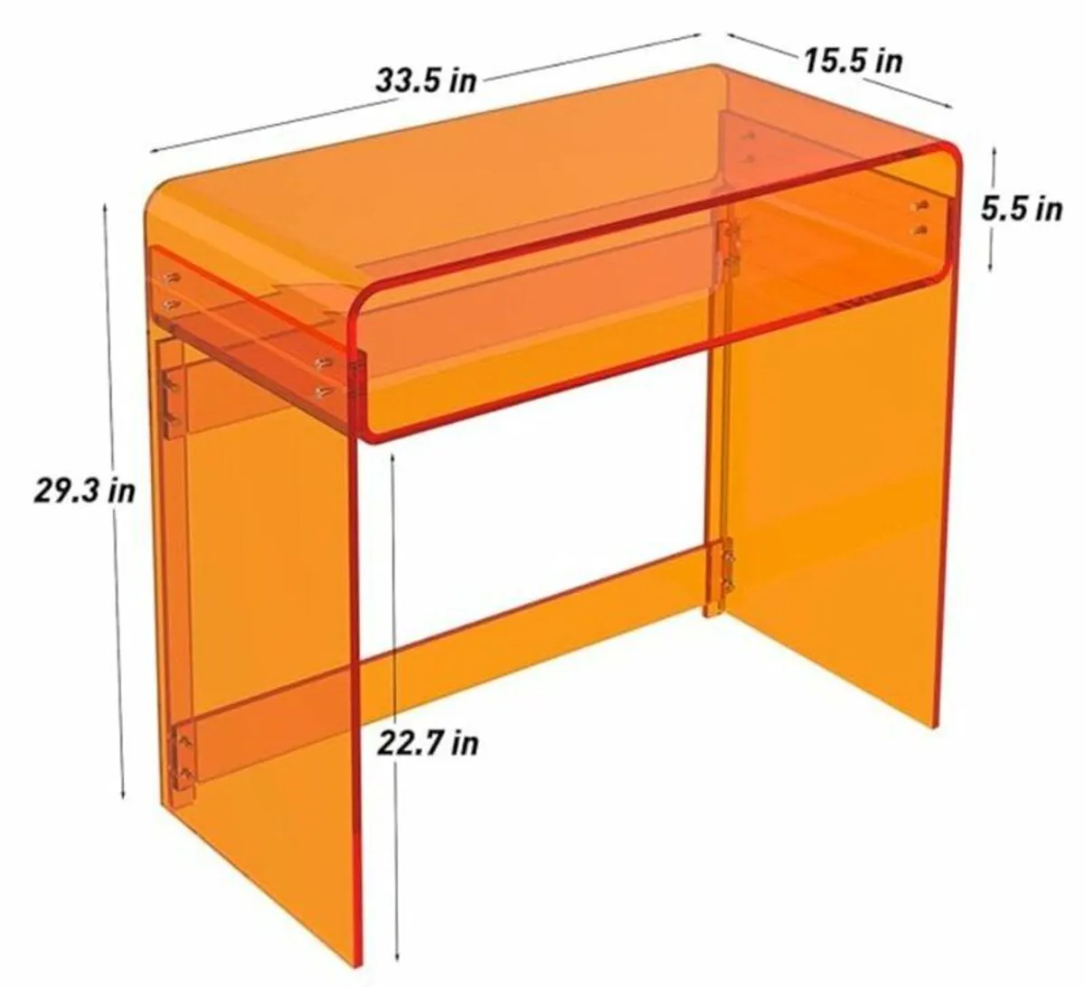 Designer Orange Acrylic Desk & Console Table - Image 2
