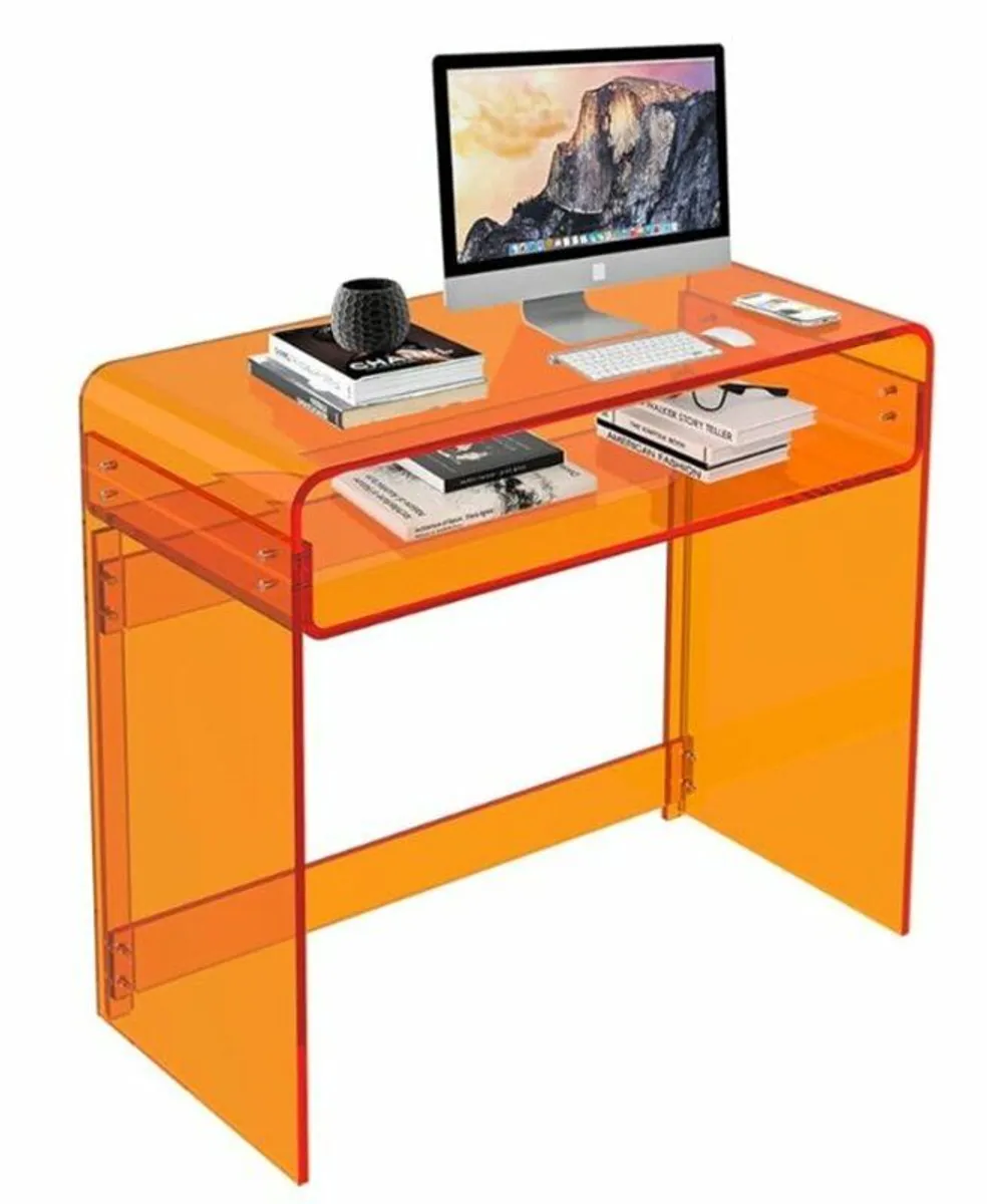 Designer Orange Acrylic Desk & Console Table - Image 4