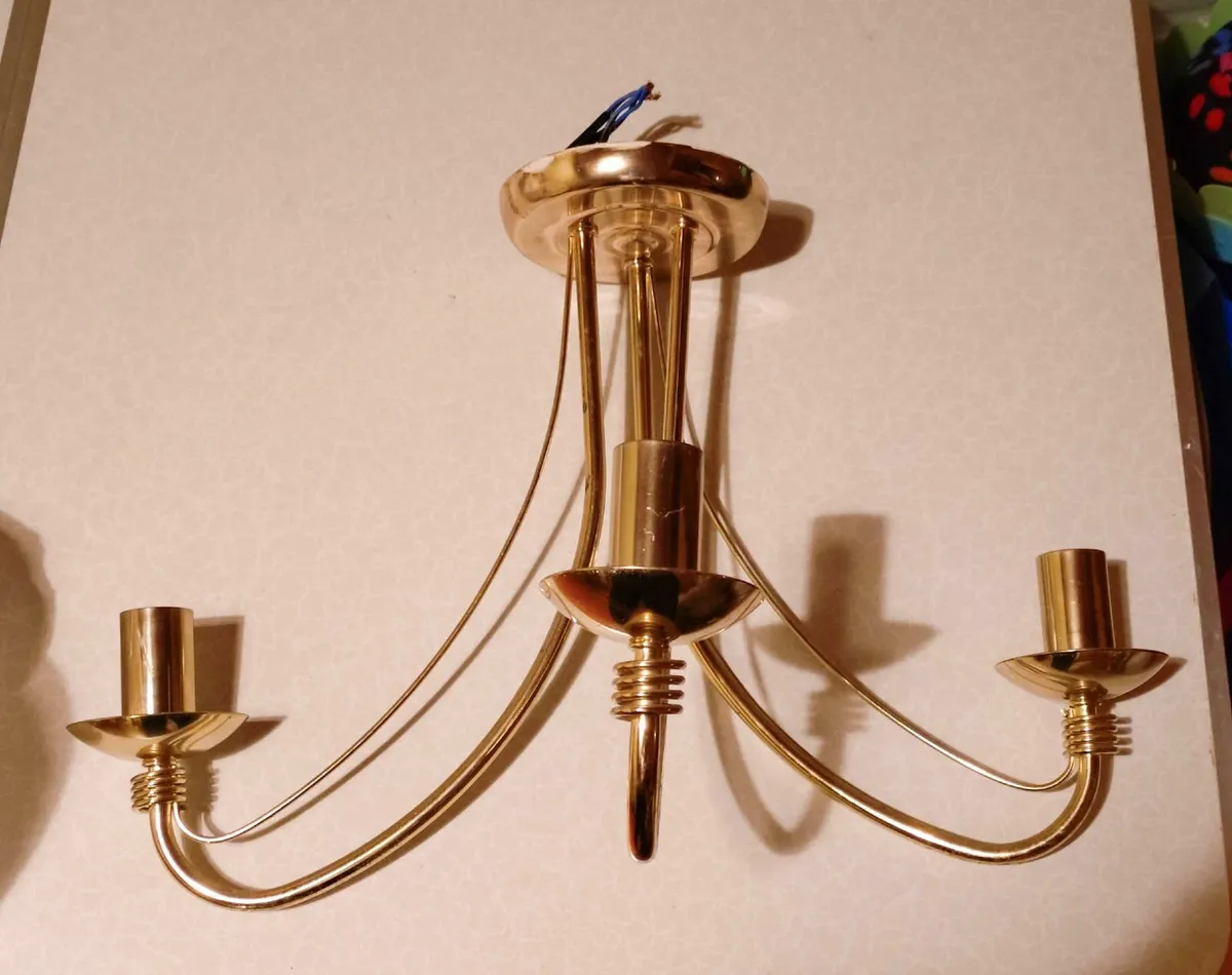 Two Gold Coloured Ceiling Lights. - Image 1