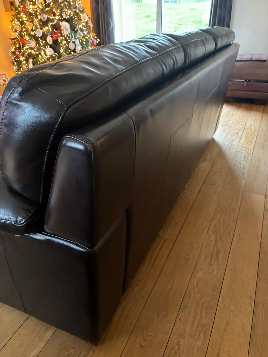 Dark Brown Leather Sofa - Image 1