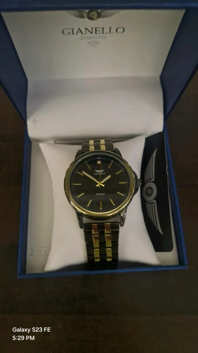 Gianello Genuine Diamond gold and black watch - Image 1