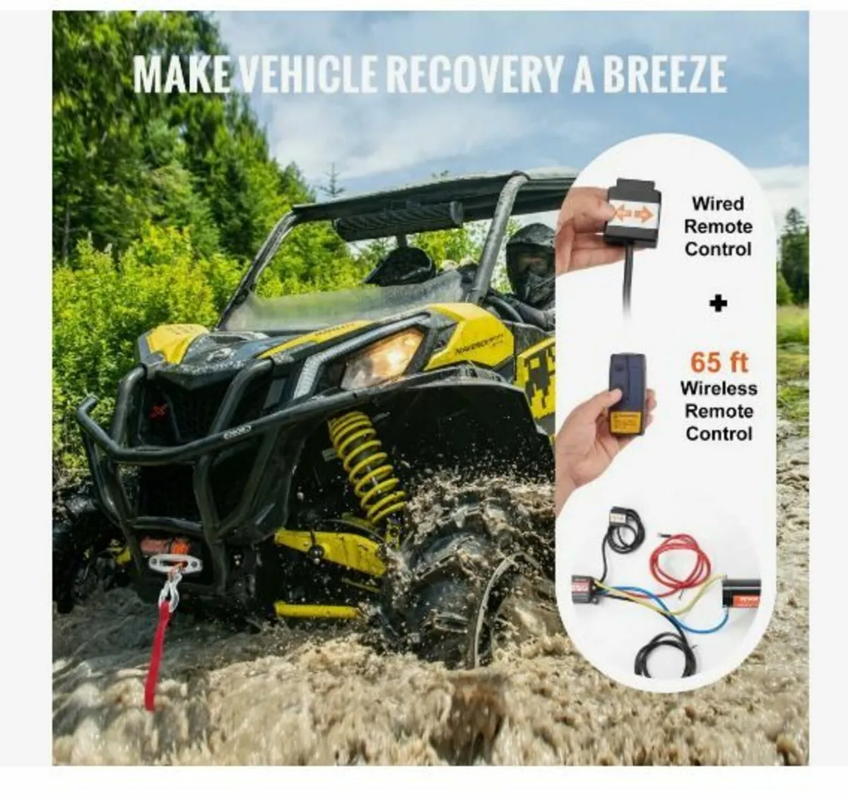 Electric Winch ATV UTV 2041.2 kg - Image 4