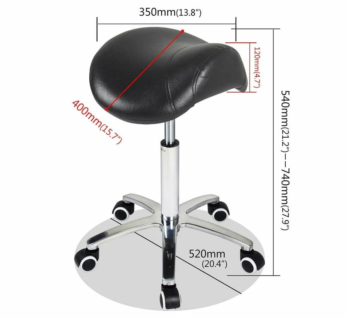 Saddle Stool Massage Rolling Work Chair For - Image 3