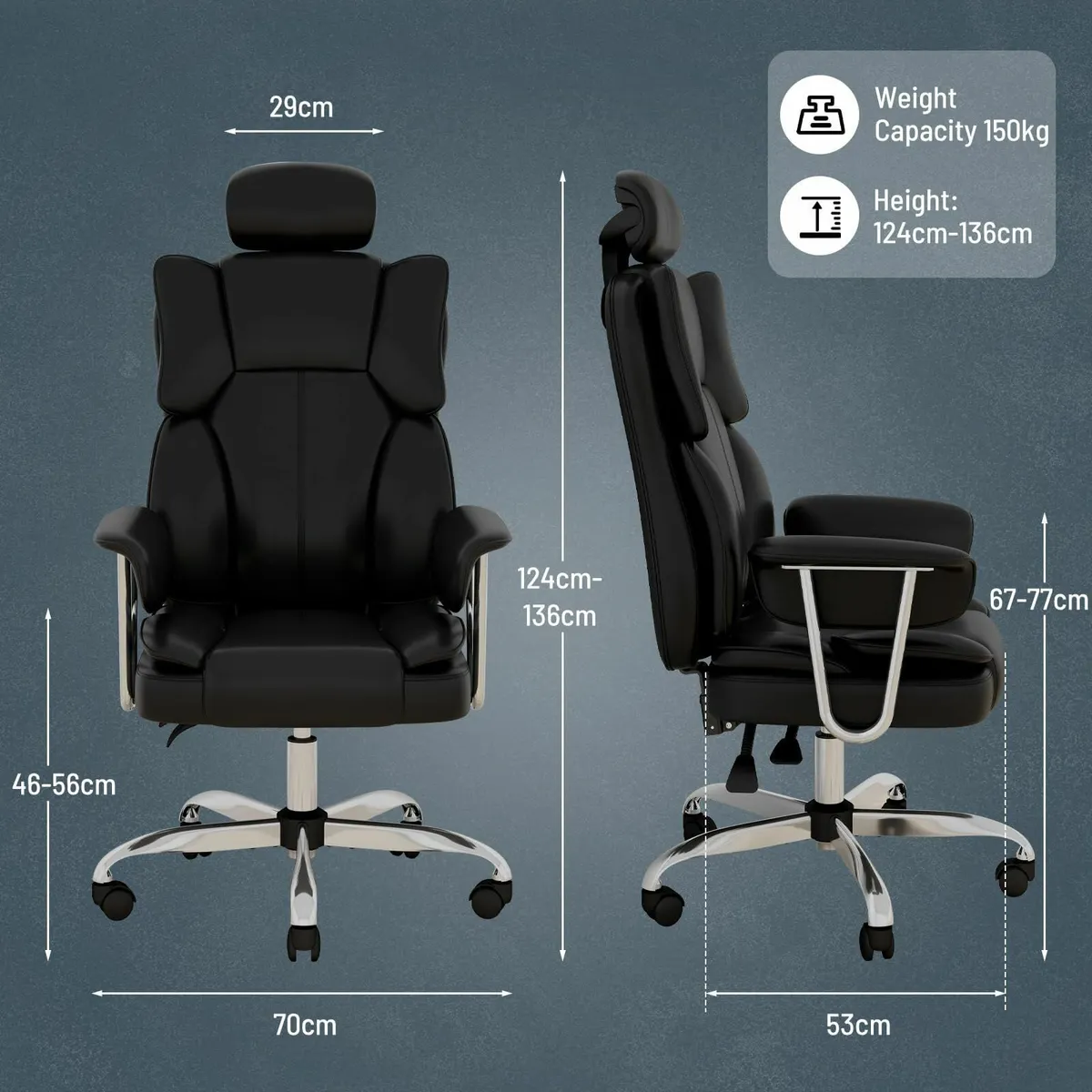 Office Chairs for Home with High Back PU Leather - Image 2