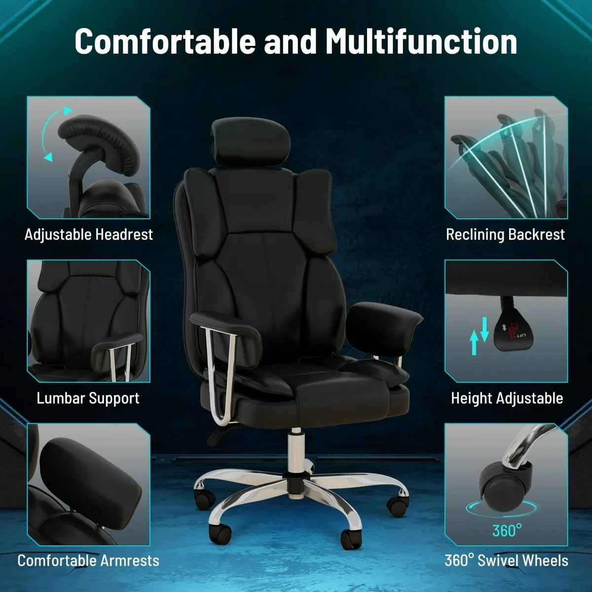 Office Chairs for Home with High Back PU Leather - Image 4
