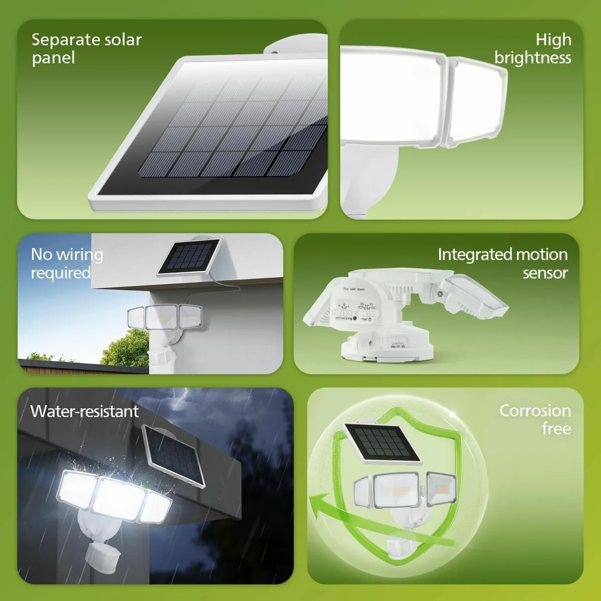 3600LM Solar Security Lights w/PIR Motion Sensor - Image 2