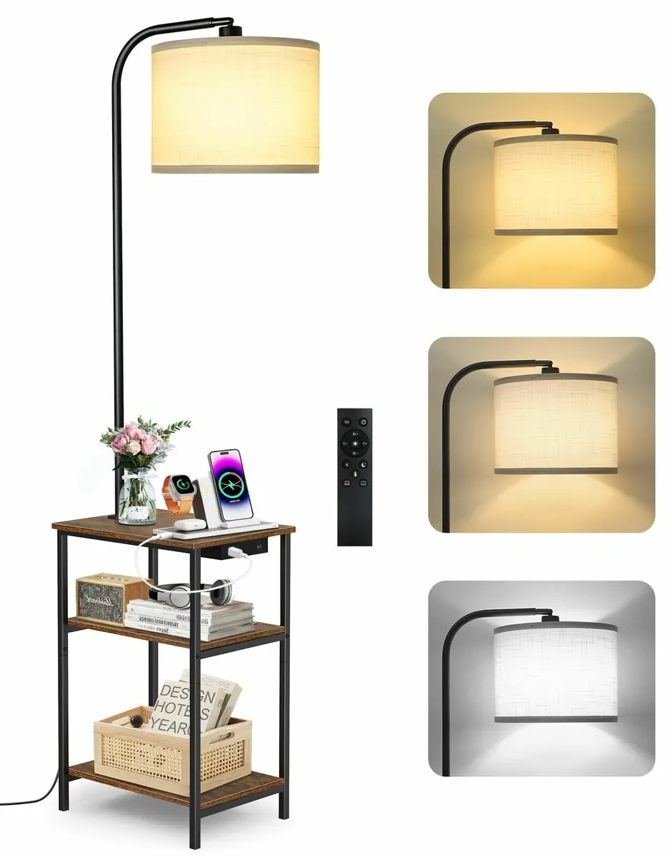 Floor Lamp with Table Remote Side Charging - Image 1