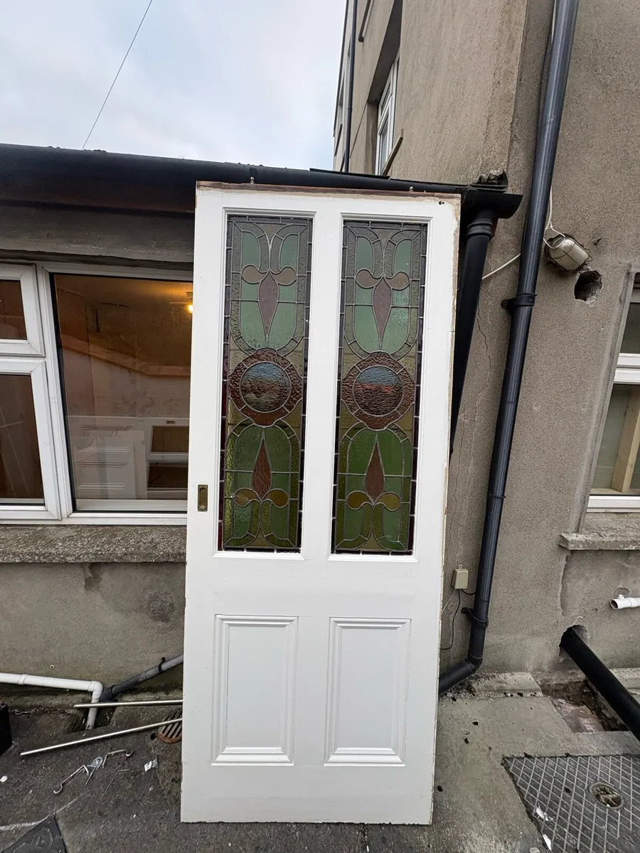 Vintage Double Doors with Stained Glass – 230x92cm - Image 2