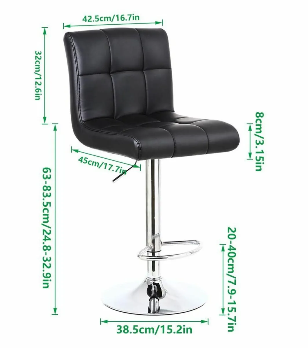 Bar Stool PU Leather with Backrest Height - Image 3