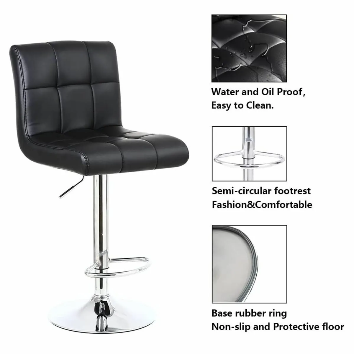 Bar Stool PU Leather with Backrest Height - Image 4
