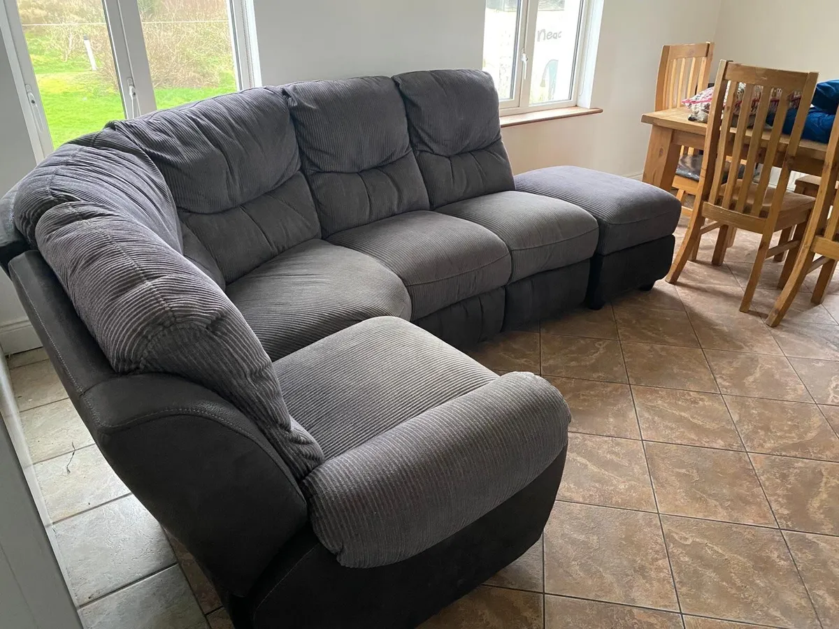 Corner Couch with recliner and matching foot stool - Image 1