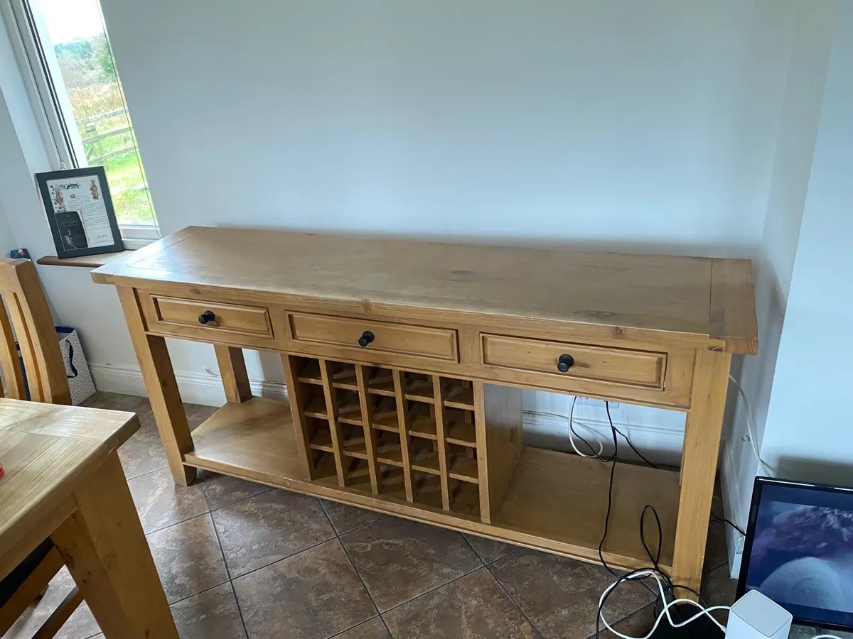 Solid Pine Console Table with Wine Rack - Image 1