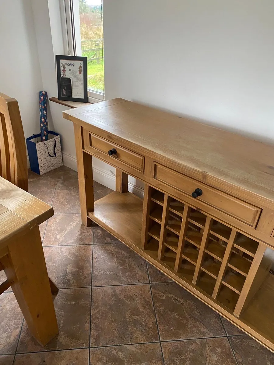 Solid Pine Console Table with Wine Rack - Image 4