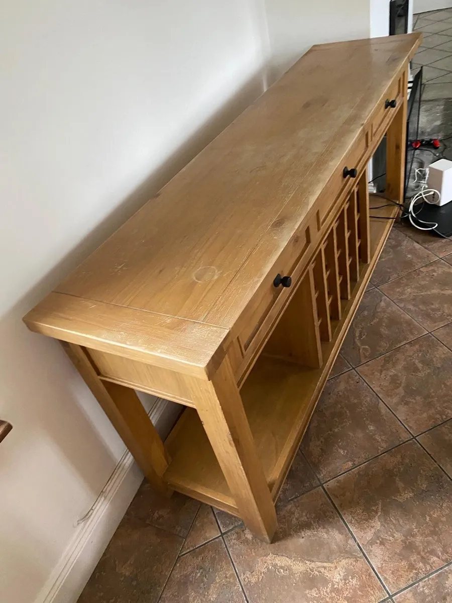 Solid Pine Console Table with Wine Rack - Image 3