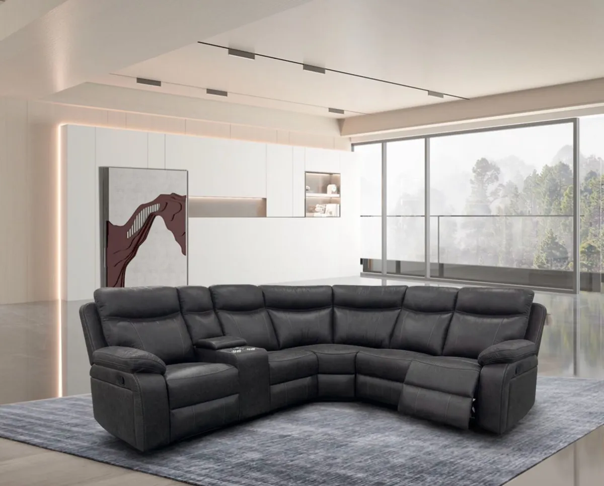 New 3+2 Grey Washington Recliner Sofas - Image 3