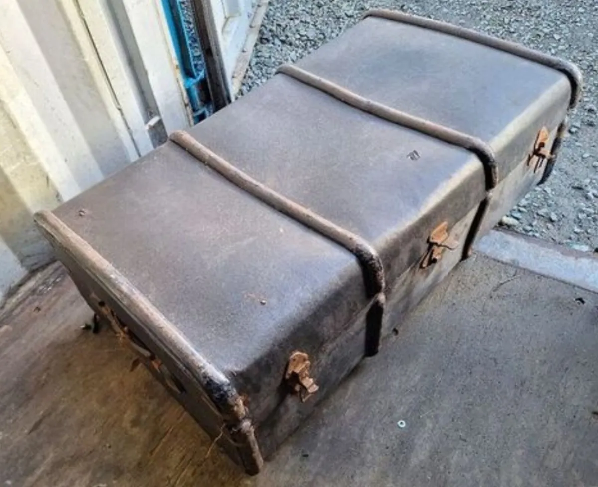 Vintage Banded Steamer Trunk - Image 1