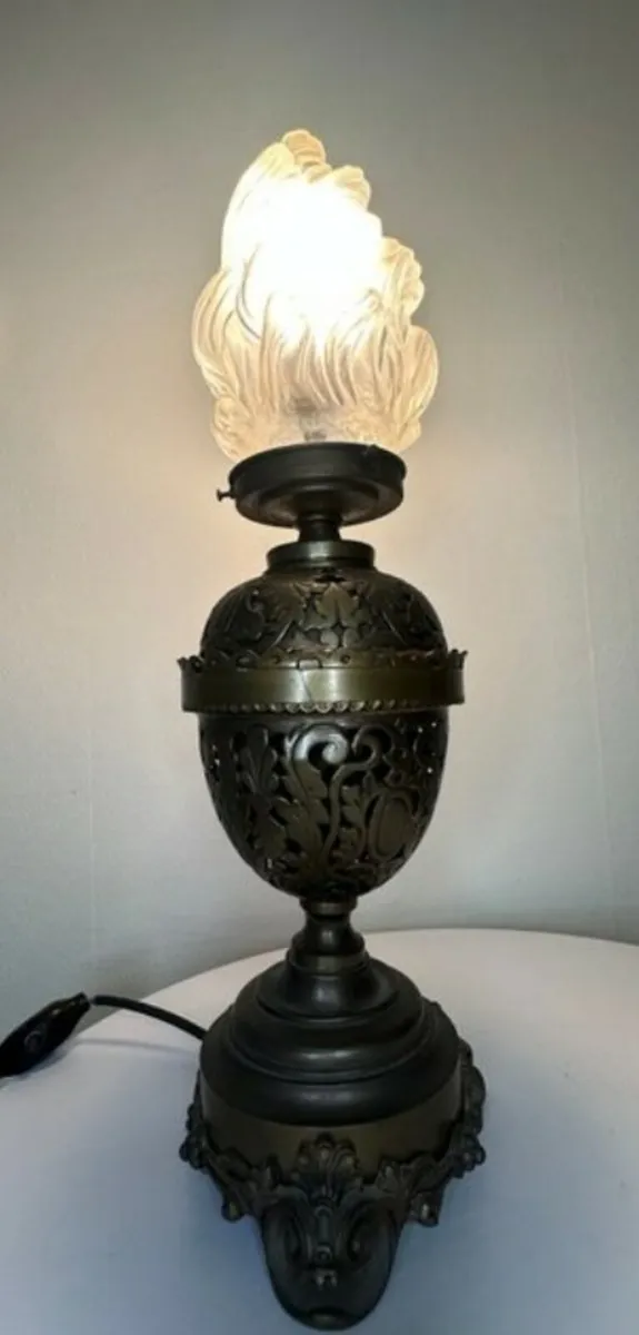 1920s French bronze brass lamp - Image 2