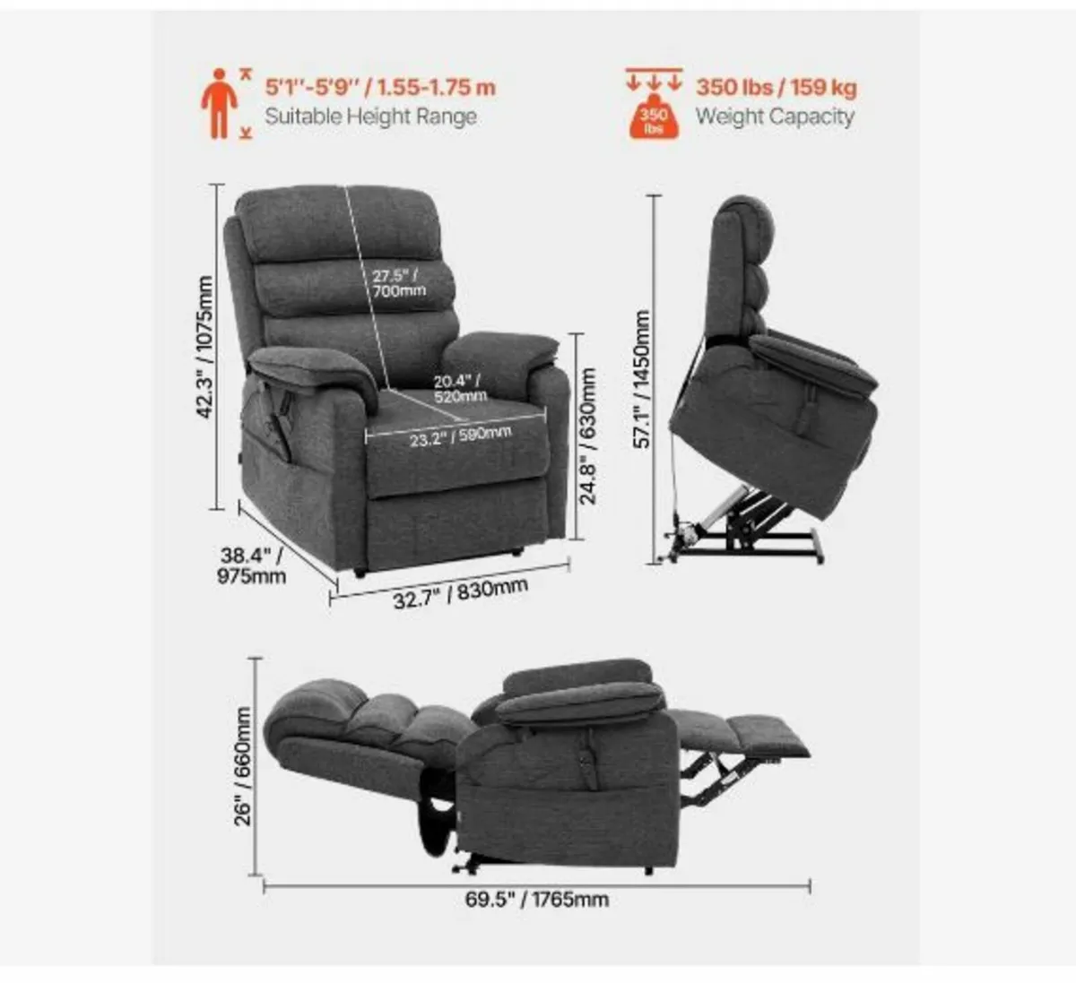 Power Lift Recliner Chair, Lift Chair - Image 2