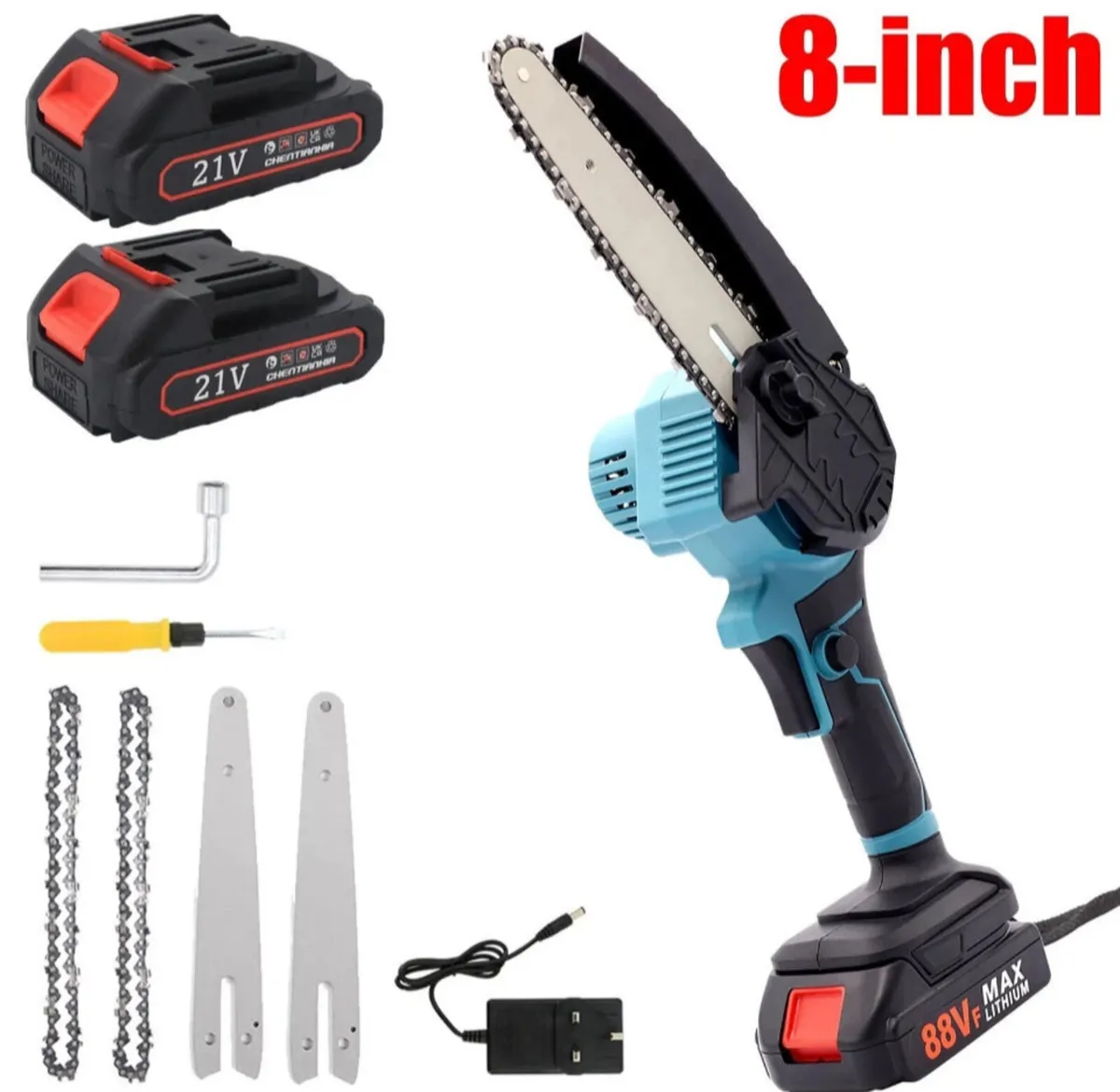 8 inch Cordless Mini Chainsaw & 2 Batteries NEW - Image 1