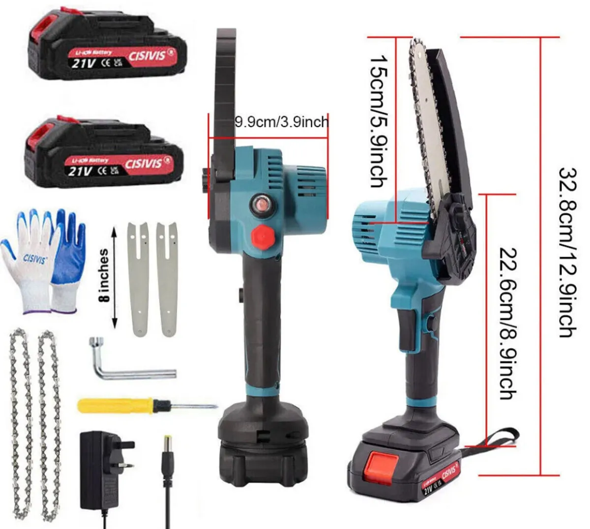 8” Mini Chainsaw With 2 Batteries NEW - Image 1