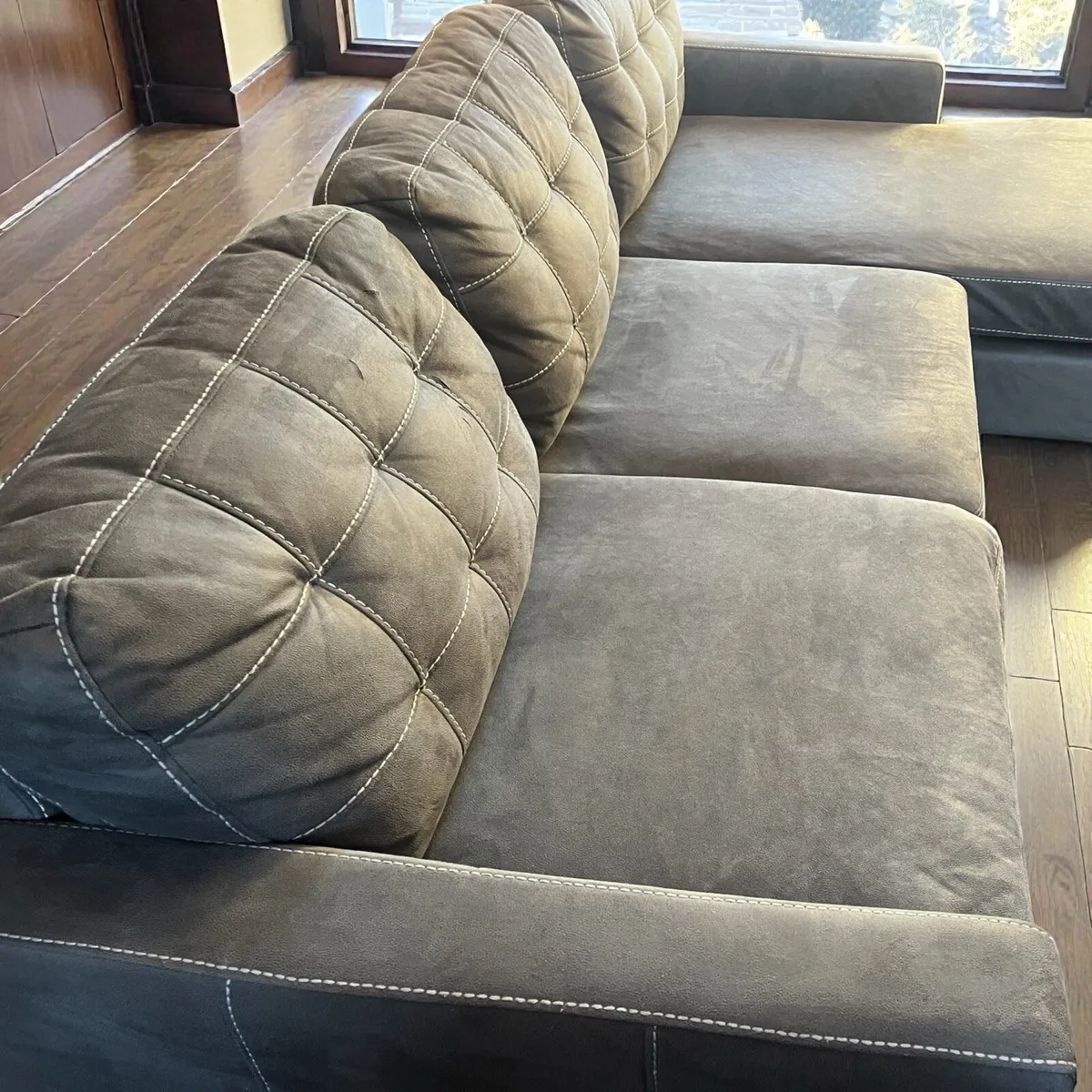 Grey corner sofa L shaped delivery available - Image 3