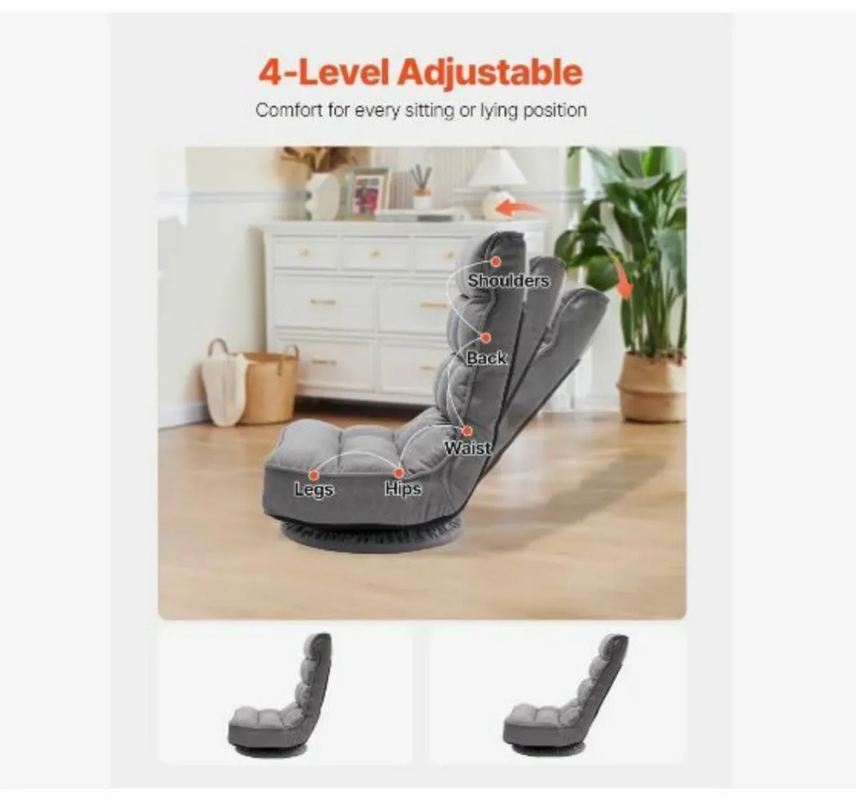 Swivel Floor Gaming Chair, 360-Degree Rotating - Image 3