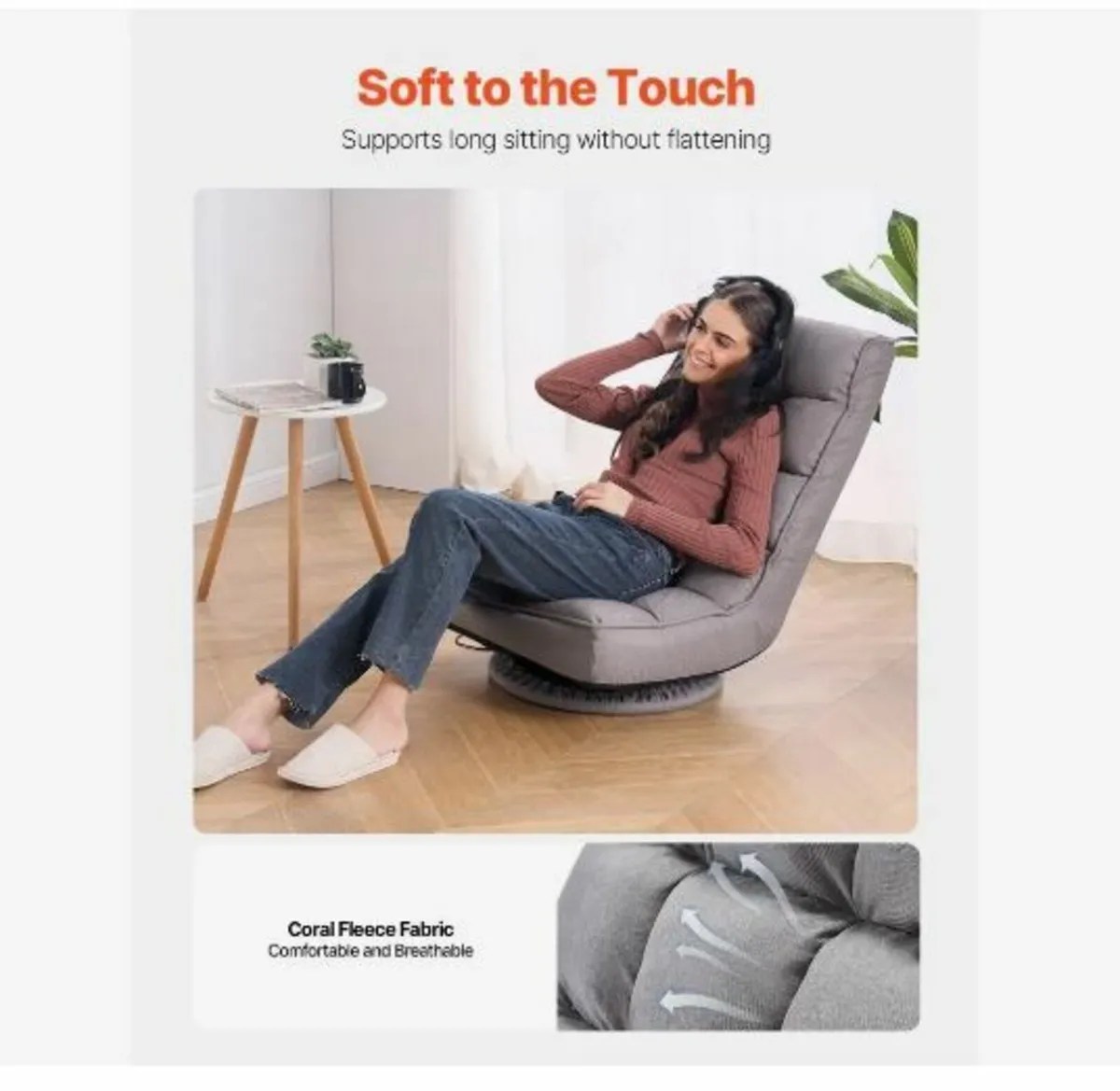 Swivel Floor Gaming Chair, 360-Degree Rotating - Image 4