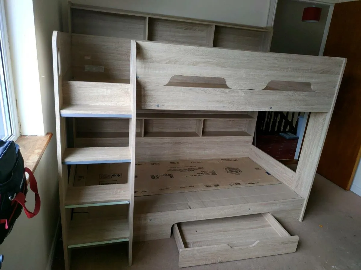 Bunk Bed with Storage Shelves & Under-Bed Drawer - Image 1