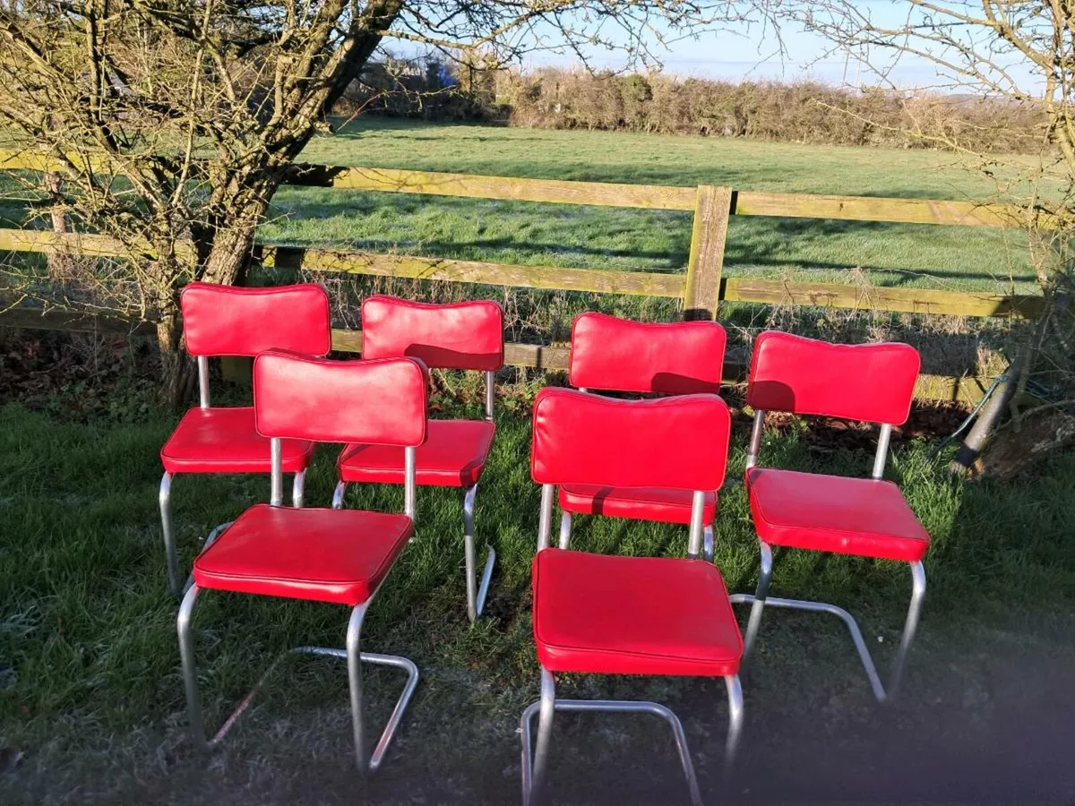 6 newly upholstery  chrome chairs - Image 1