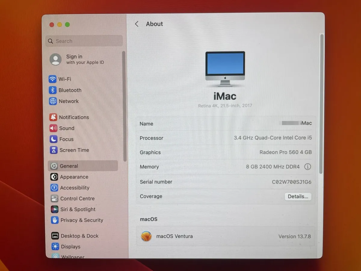21.5" iMac, 2017, 1Tb HDD, 8GB 2400Mhz DDR4 RAM - Image 3