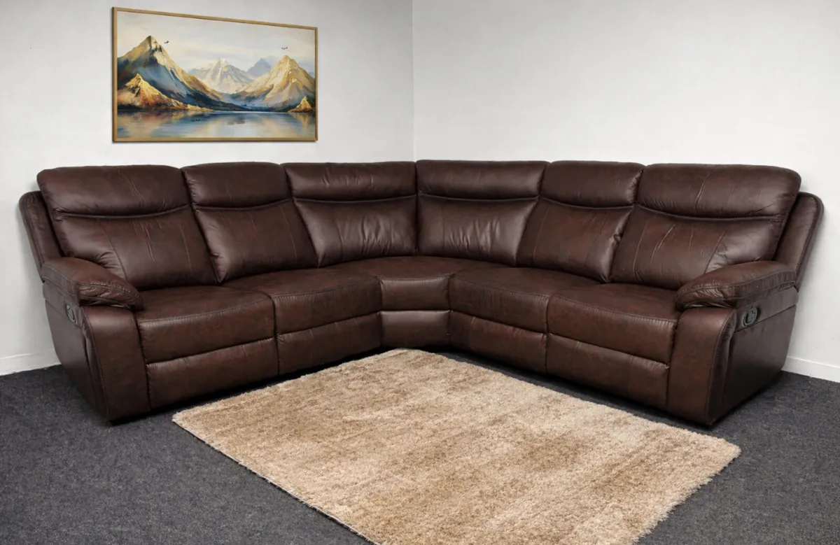 New Chocolate Brown Corner Sofas Recliner - Image 3