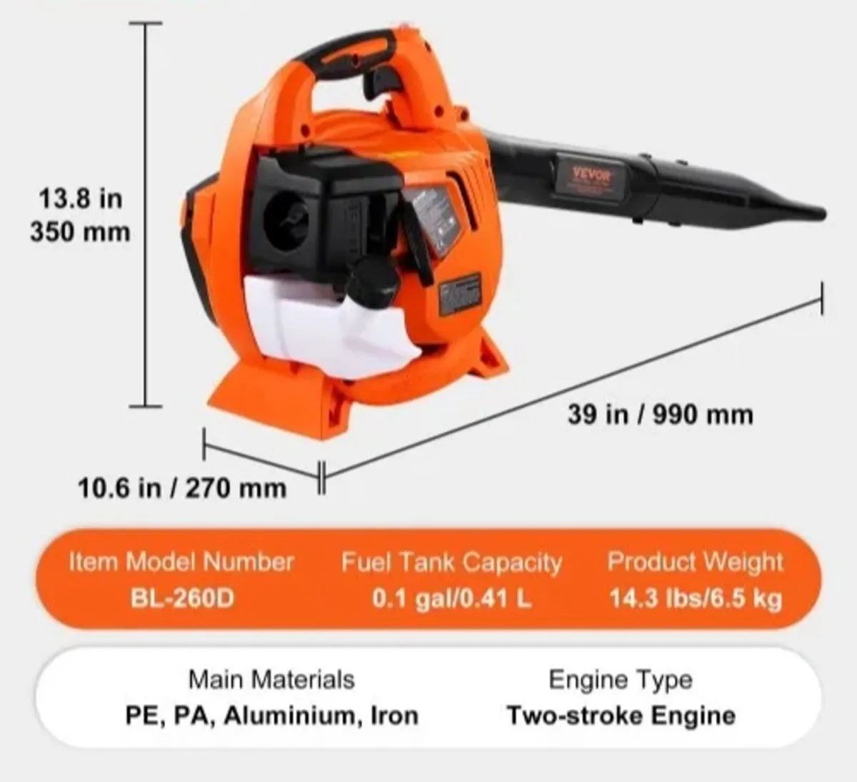 Gas Leaf Blower, 26CC 2-Cycle Handheld Leaf Blower - Image 3