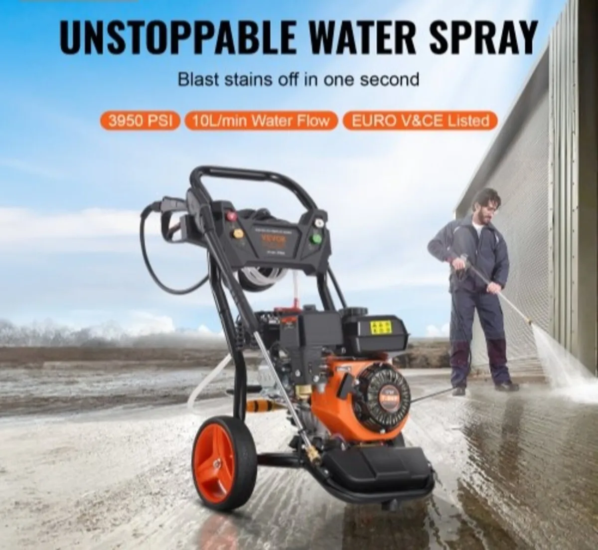 Gas Pressure Washer, 3950 PSI 10L/min, 2.6 GPM Gas - Image 2