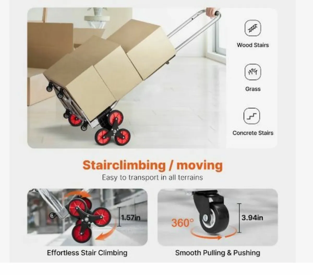 Stair Climbing Cart, 260 lbs Capacity - Image 3